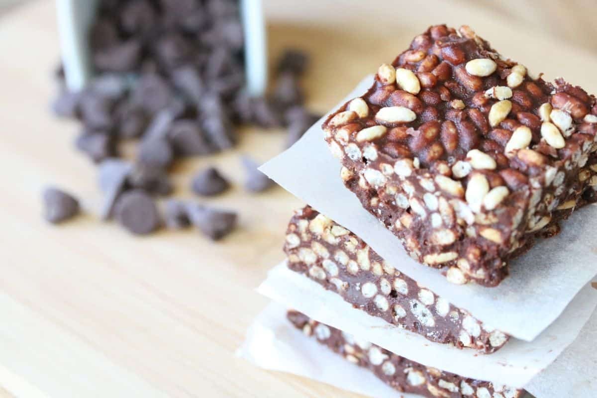 Dark Chocolate Peanut Butter Crunch Bars (No Dairy)