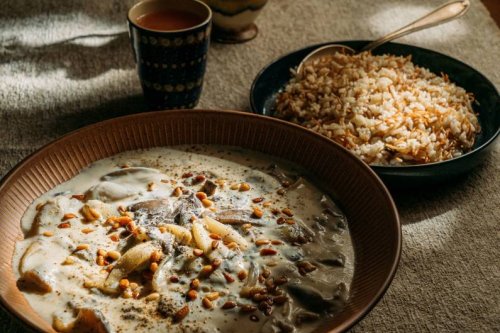 Veganes aus dem Orient Shakriyeh ohne Fleisch: Vegane Rezeptidee mit Austernpilzen