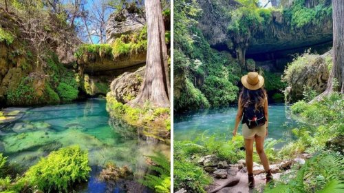 This Nature Center In Texas Has A Grotto With A 40-Foot Waterfall 