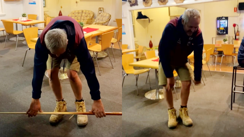 'Australian man embarrasses himself while attempting the VIRAL pub/broom challenge '
