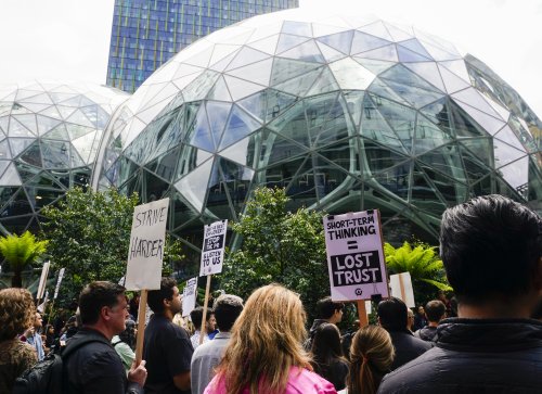 Amazon workers stage walkout over company's climate impact, return-to-office mandate