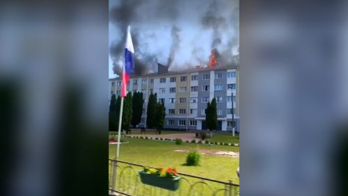 Buildings in Russian town burn after ‘massive shelling’