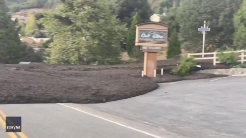 Mudflow Surges Past Steakhouse in Southern California
