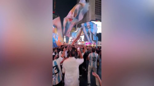 US: Argentina fans gather in Times Square ahead of World Cup final.