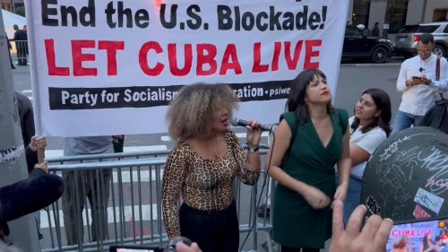 Chants and Speech at Rally in Solidarity with Cuba in New York, USA