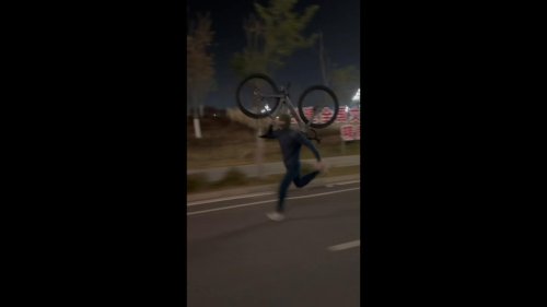 Man's Unconventional Cycling Workout in Jiangxi, China