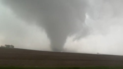 Watch: Storm chasers drive through powerful tornado tearing across rural Iowa