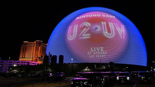 Watch this amazing drone video across the Vegas Sphere during U2's performance