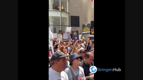 James Slevin Gives Speech at Writers Rally in New York, NY, USA