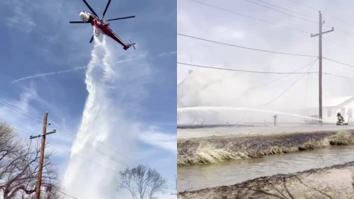 'Firefighters go airborne to fight the destructive, wind-powered Monte Vista wildfire '