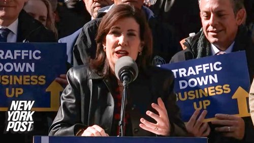 Gov. Kathy Hochul joins congestion pricing supporters in Manhattan
