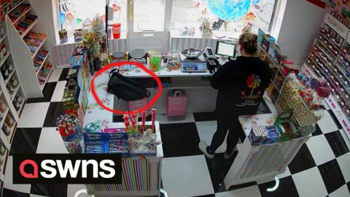 Sweet shop owners have released “freaky” footage of a suspected ghost triggering their security cameras