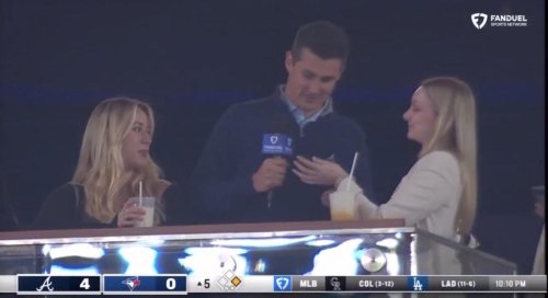 Braves reporter shoots his shot mid-game in viral live TV moment