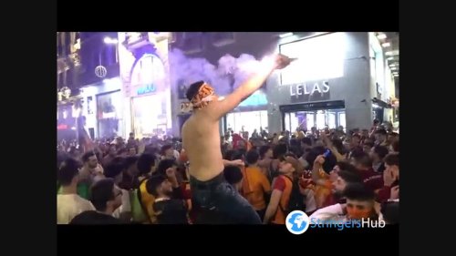 Galatasaray Fans Celebrate The Championship in The Streets of Istanbul, Turkey