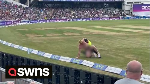 Fully-naked streaker tackled to the ground during England's test match agaisnt New Zealand