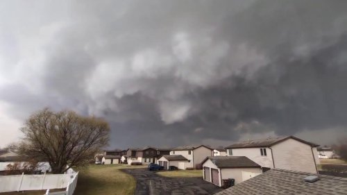 US: Storm clouds rotate in the sky above New Lenox