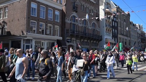 Caribbean Netherlands: Demonstrators in Amsterdam rally against Israeli offensive in Gaza on Nakba Day