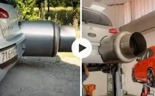 Man tired of getting overtaken builds gigantic exhaust for car
