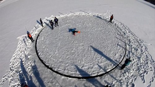 Hokkaido town tests ice carousel in frozen lake
