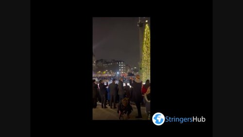 UK: Christmas Tree From Norway Lights Up In Trafalgar Square