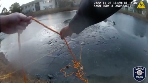 Police Bodycam Shows Lifesaving Moment Young Boy and Woman are Pulled from Frozen Pond