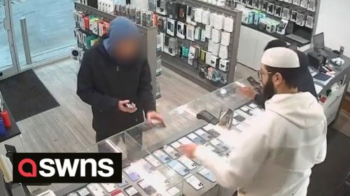 Embarrassing moment thief fails to steal £1,600 worth of phones because the door was locked behind him