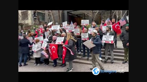 Turks protest at Swedish Consulate in New York, USA