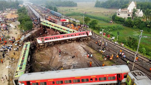 India: Aerial visuals over scene of Odisha train accident show extent of deadly collision