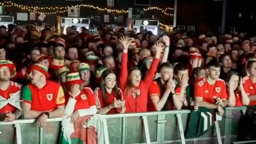 ‘Brave’ England fan celebrates World Cup goal in sea of Welsh fans in Cardiff