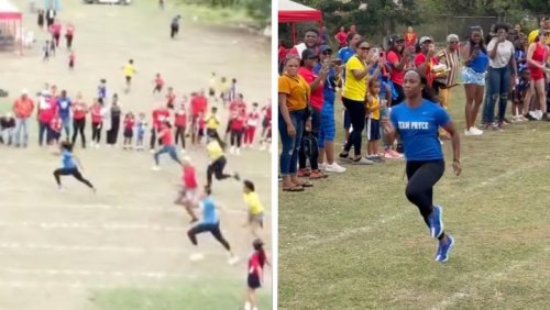 Olympic gold medal sprinter destroys the field in parents race at son’s school