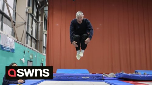 Britain’s fittest pensioner still performs flipping amazing stunts on the trampoline AGED 90