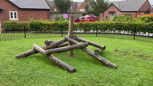 ‘Pile of logs’ set up as children’s play area for £600,000 housing development