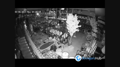 CCTV captures the moment of the earthquake in Gaziantep, Turkey
