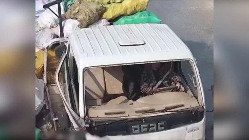 China: Man Thrown Through Windshield In Violent Truck Crash In China