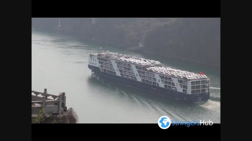 Ships Pass Through Yangtze River in Yichang, China