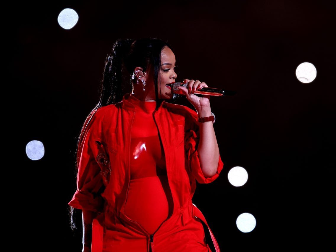 Rihanna reveals that she's expecting baby No. 2 during her Super Bowl halftime performance