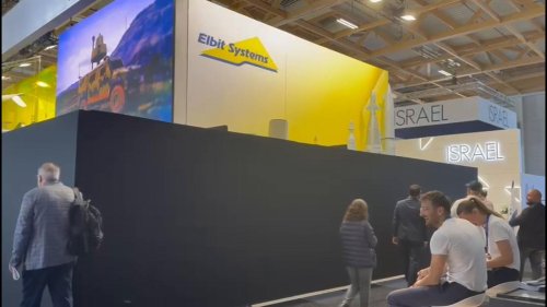 France: Black tarps cover Israeli company booths at Paris Air Show
