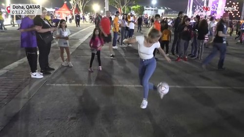 Watch: Fans show off their keepie uppies skills ahead of the Netherlands vs US match in Qatar