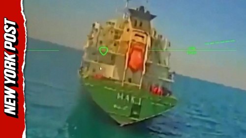 Watch: Moment Ukrainian drones strike Russian warships