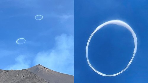 Incredible images show volcano blowing rare vortex smoke rings
