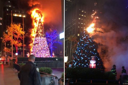 Christmas tree set on fire outside News Corp. building