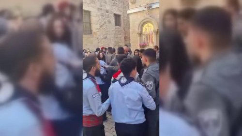 Israel: Israeli Forces Assault Christian Worshipers at Holy Sepulchre on Holy Saturday
