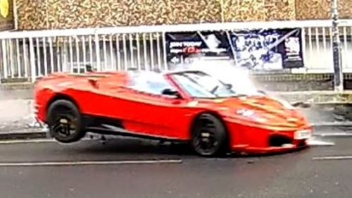CCTV captures moment Dragons Den winner crashes £100k Ferrari in city centre