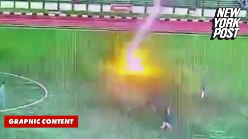 Video shows Indonesian soccer player Septain Raharja struck by lighting and killed during a game