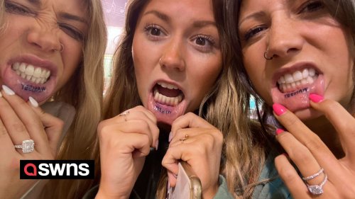 “I got my lip tattooed with my bridesmaids and kept it a secret – we revealed them at the wedding”