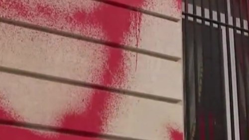 Russian consulate in New York vandalised with red spray-paint