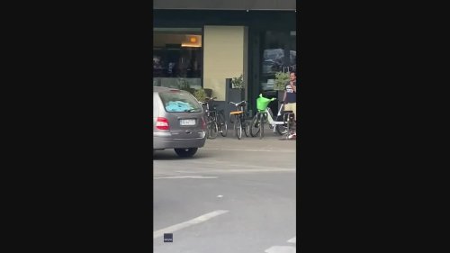 Paris Motorist Continues Driving Despite Running Over Delivery Bicycle