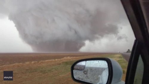 Storm Chaser Films Massive Tornado Spinning Near Morton