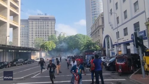 Police Deploy Tear Gas and Water Canon During Colombo Protest