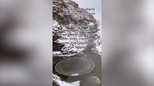Hiker captures video of rare ice disk winter weather phenomenon